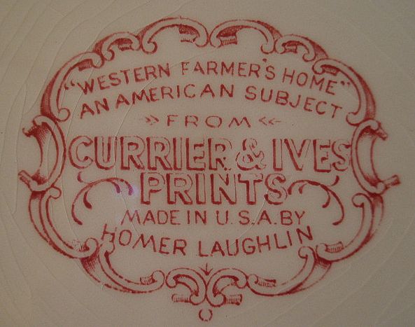 Set of 4 Homer Laughlin "Americana Series - Western Farmer's Home" Luncheon Plates Set of 4 Homer Laughlin "Americana Series - Western Farmer's Home" Luncheon Plates
