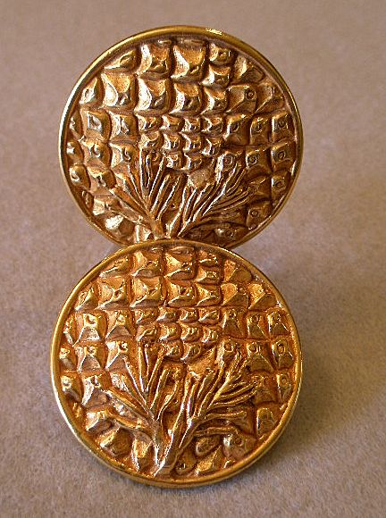 "Dominique Aurientis" Embossed Gold-Tone Clip Earrings "Dominique Aurientis" Embossed Gold-Tone Clip Earrings