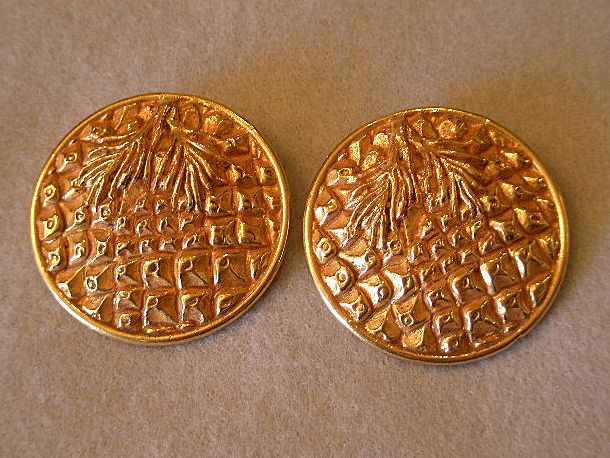 "Dominique Aurientis" Embossed Gold-Tone Clip Earrings "Dominique Aurientis" Embossed Gold-Tone Clip Earrings