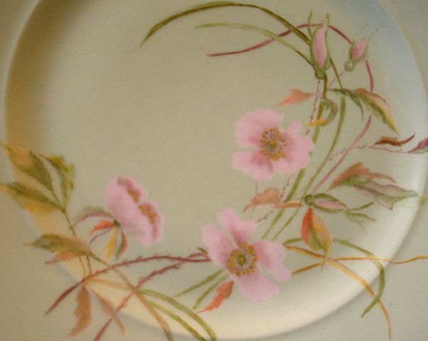 Early David or Charles Haviland H.P. Plate w/Wild Roses Motif Early David or Charles Haviland H.P. Plate w/Wild Roses Motif