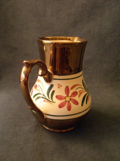 Wade Heath & Co. Copper Lustre MIlk PItcher w/Enameled Decoration Wade Heath & Co. Copper Lustre MIlk PItcher w/Enameled Decoration