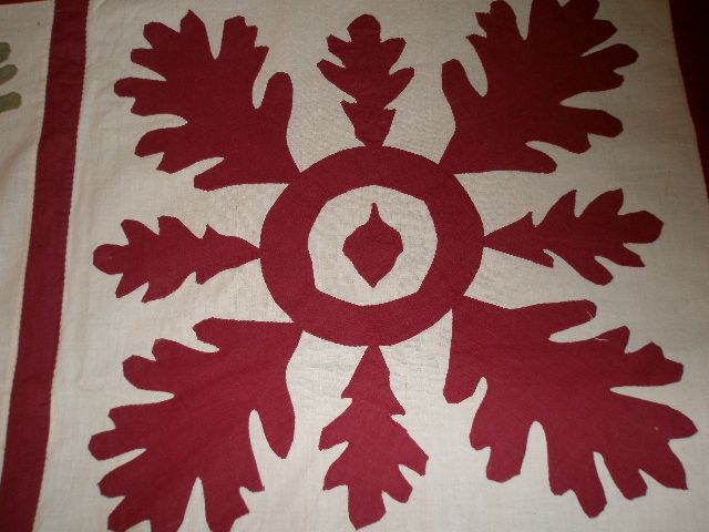 Early American "Applique" Summer Quilt w/Oak Leaf & Acorn Decoration - Dated 1899 Early American "Applique" Summer Quilt w/Oak Leaf & Acorn Decoration - Dated 1899