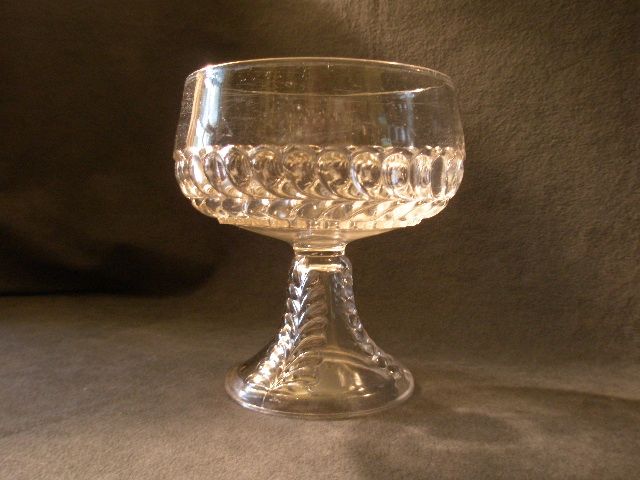 Early American Pressed Glass "Plume" Pattern Compote w/Smooth Rim Early American Pressed Glass "Plume" Pattern Compote w/Smooth Rim