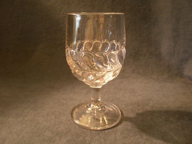 Set of 7 - Early American Pressed Glass "Plume" Pattern Goblets Set of 7 - Early American Pressed Glass "Plume" Pattern Goblets