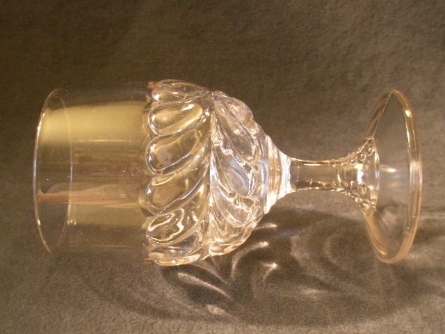 Set of 7 - Early American Pressed Glass "Plume" Pattern Goblets Set of 7 - Early American Pressed Glass "Plume" Pattern Goblets