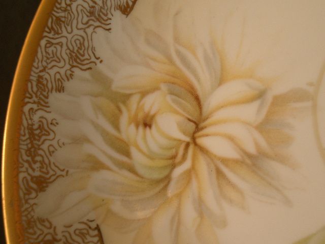 R.S.Germany (Green Mark) Cabinet Plate w/White Chrysanthemum Floral Motif R.S.Germany (Green Mark) Cabinet Plate w/White Chrysanthemum Floral Motif