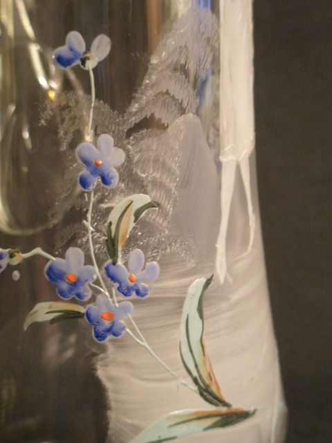 Mary Gregory Hand Painted Tankard Pitcher w/White & Colored Floral Motif Mary Gregory Hand Painted Tankard Pitcher w/White & Colored Floral Motif