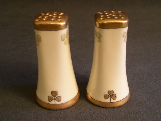 "Shamrock Pattern" Hand Painted Porcelain Sugar, Creamer & Salt/Pepper Set "Shamrock Pattern" Hand Painted Porcelain Sugar, Creamer & Salt/Pepper Set