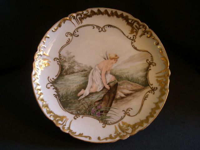 Jean Pouyat (JPL) Limoges Hand-Painted Charger w/Psyche Looking at Her Reflection Jean Pouyat (JPL) Limoges Hand-Painted Charger w/Psyche Looking at Her Reflection