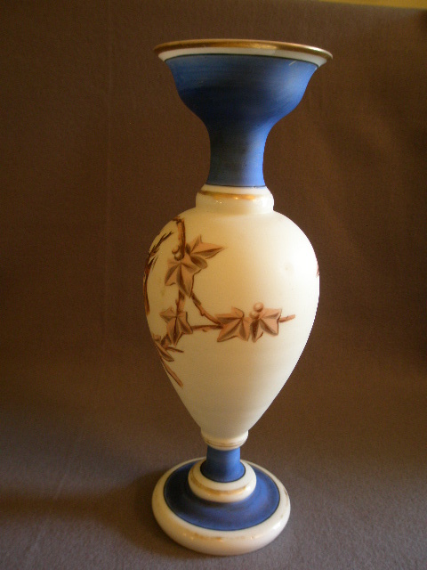 Victorian Bristol Glass Vase w/Stag and Ivy Decoration Victorian Bristol Glass Vase w/Stag and Ivy Decoration