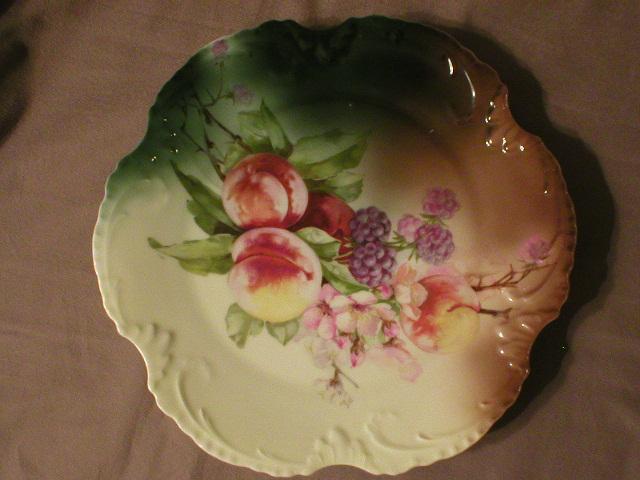 Z. S. & Co. Bavaria "Marseille" Cabinet Plate w/Transfer Fruit Motif Z. S. & Co. Bavaria "Marseille" Cabinet Plate w/Transfer Fruit Motif