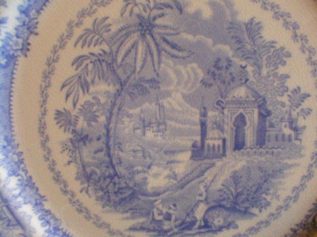 Set of 2 Ridgways Blue Transfer-ware "Oriental" Pattern Dinner Plates Set of 2 Ridgways Blue Transfer-ware "Oriental" Pattern Dinner Plates
