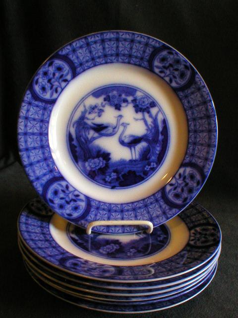 Set of 7 Johnson Bros Blue Flow "Mongolia" Pattern Luncheon Plates Set of 7 Johnson Bros Blue Flow "Mongolia" Pattern Luncheon Plates