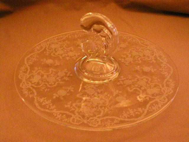 Fostoria Etched "Romance" Pattern Center Handle Tray Fostoria Etched "Romance" Pattern Center Handle Tray