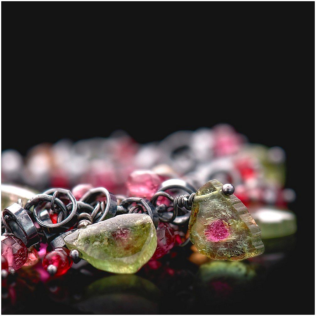 Multi-Colored Tourmaline and Spinel Bracelet Sterling Silver Chain Multi-Colored Tourmaline and Spinel Bracelet Sterling Silver Chain