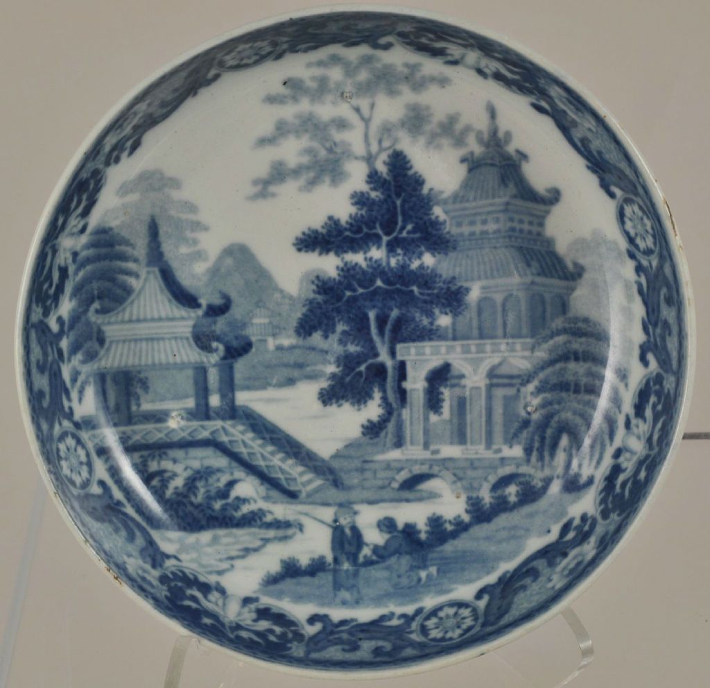 "Pagoda Park" Blue & White Transfer Pearlware Cup & Saucer 1820 "Pagoda Park" Blue & White Transfer Pearlware Cup & Saucer 1820