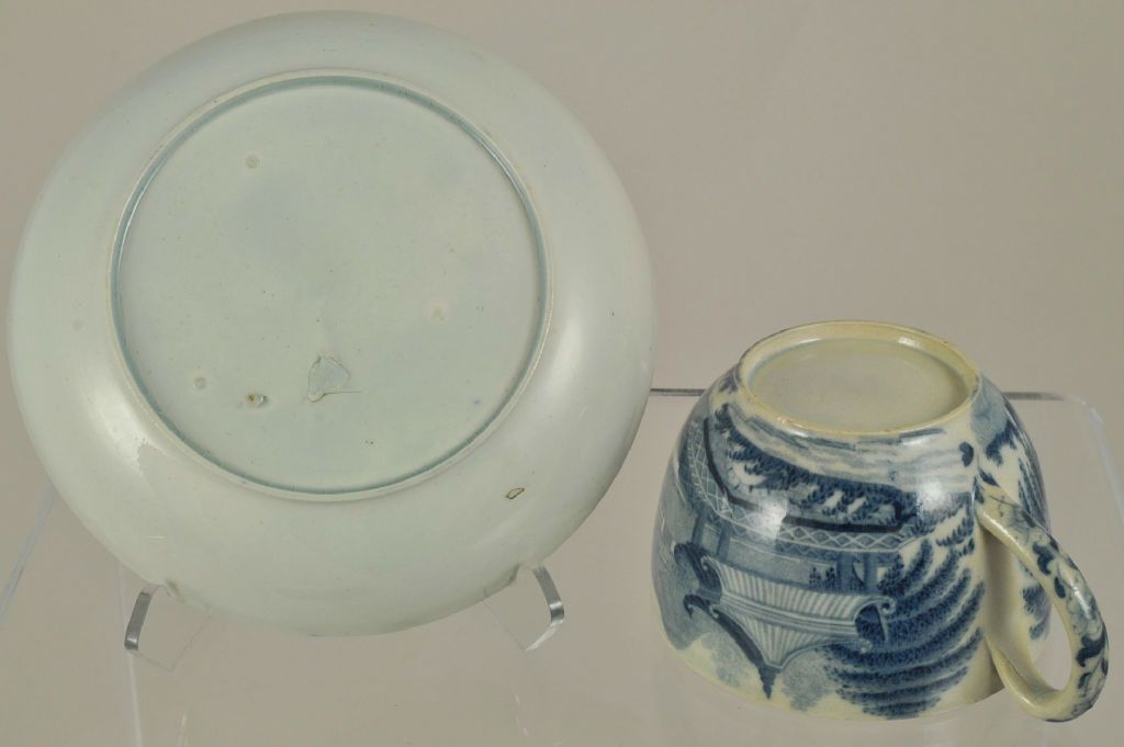 "Pagoda Park" Blue & White Transfer Pearlware Cup & Saucer 1820 "Pagoda Park" Blue & White Transfer Pearlware Cup & Saucer 1820
