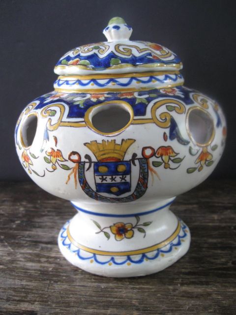 Faience Bouquetiere with Lid Faience Bouquetiere with Lid