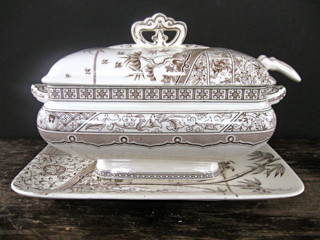 Vintage Brown Transferware Soup Tureen Vintage Brown Transferware Soup Tureen