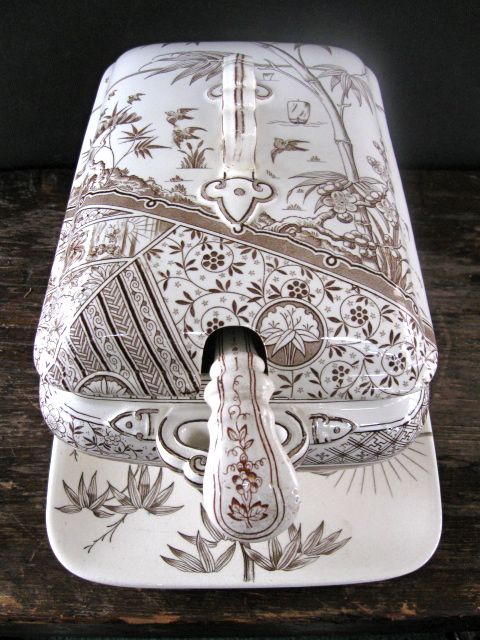Vintage Brown Transferware Soup Tureen Vintage Brown Transferware Soup Tureen