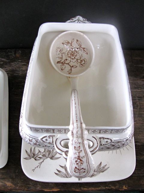 Vintage Brown Transferware Soup Tureen Vintage Brown Transferware Soup Tureen