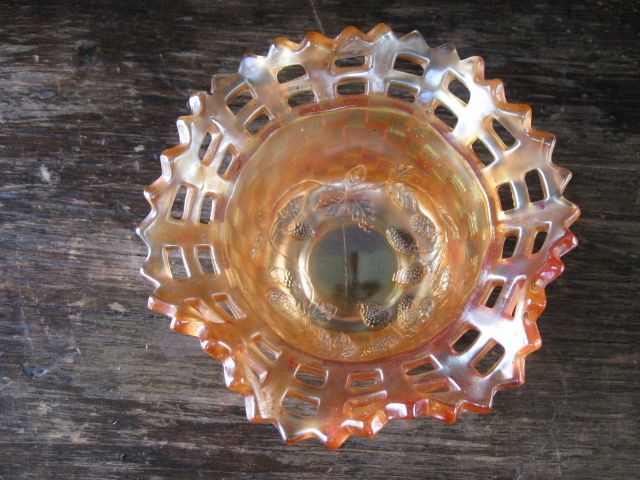Vintage Fenton Carnival Basket Weave Candy Dish Vintage Fenton Carnival Basket Weave Candy Dish