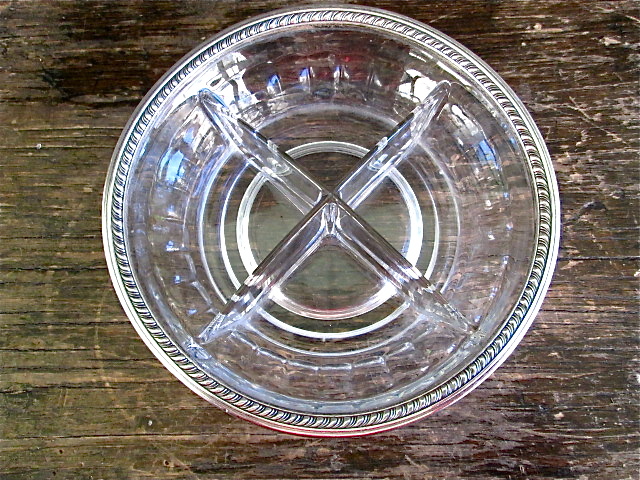 Weidlich Sterling Spoon Co. Sterling Silver Rim Crystal Divided Bowl Weidlich Sterling Spoon Co. Sterling Silver Rim Crystal Divided Bowl