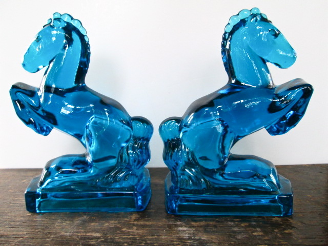 blue glass horse figurine