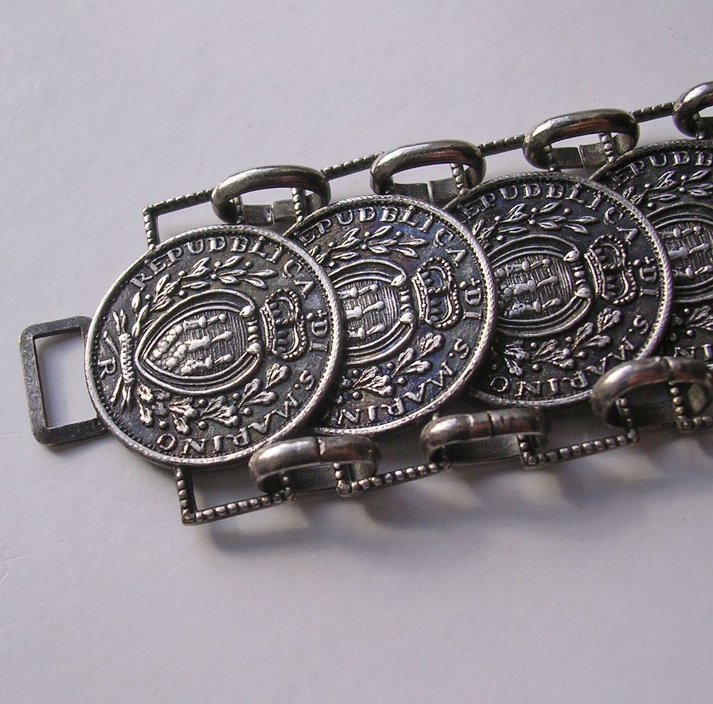 Italian San Marino Souvenir Coin Bracelet 1936 from bygonebeauties on ...