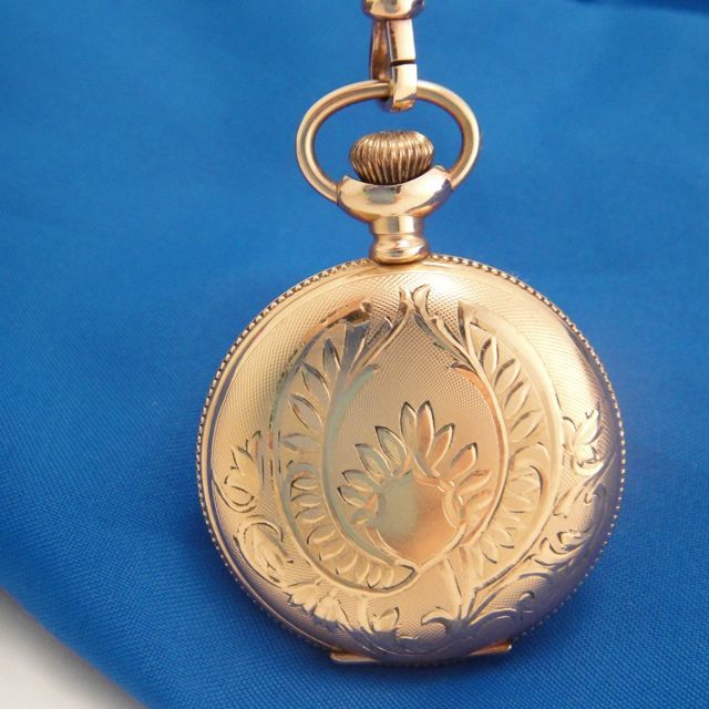 Antique 1912 Waltham Ladies Pocket Watch Engraved G.F. Hunter Case with Watch Chain Antique 1912 Waltham Ladies Pocket Watch Engraved G.F. Hunter Case with Watch Chain