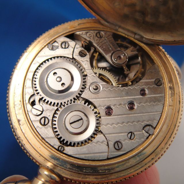Antique 1912 Waltham Ladies Pocket Watch Engraved G.F. Hunter Case with Watch Chain Antique 1912 Waltham Ladies Pocket Watch Engraved G.F. Hunter Case with Watch Chain