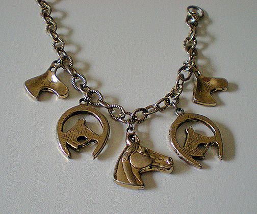 Vintage Race Horse Or Western Motif Charm Bracelet Vintage Race Horse Or Western Motif Charm Bracelet