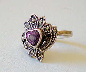 Vintage Marcasite & Sterling Ring & Pin Vintage Marcasite & Sterling Ring & Pin