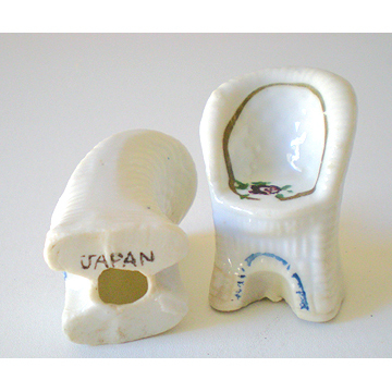 Vintage Dollhouse Miniature Porcelain Table & Chairs Set Vintage Dollhouse Miniature Porcelain Table & Chairs Set