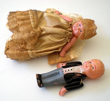 1920's Celluloid Bride & Groom Dolls 1920's Celluloid Bride & Groom Dolls