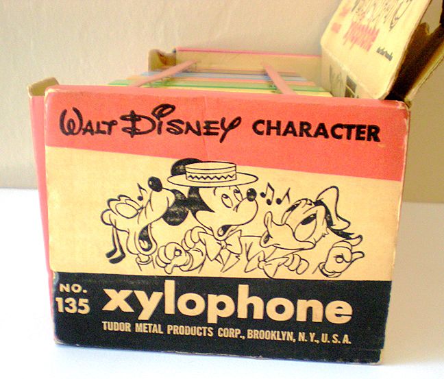 Vintage Tin Litho Walt Disney Character Xylophone with Box Vintage Tin Litho Walt Disney Character Xylophone with Box