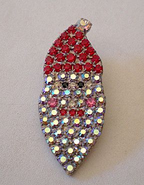 Crystal Santa Claus Face Lapel Pin Crystal Santa Claus Face Lapel Pin