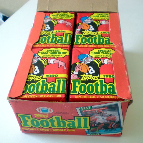 1990 Topps Football Cards Box 36 Wax Packs With Bubble Gum 1990 Topps Football Cards Box 36 Wax Packs With Bubble Gum