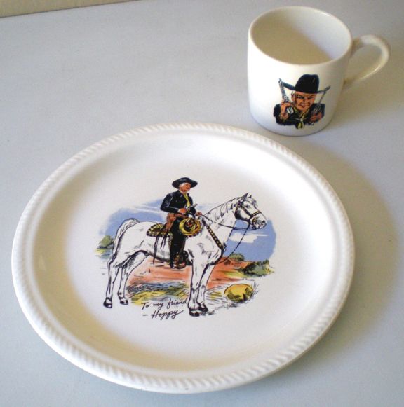 1950s Hopalong Cassidy Cowboy Dinner Set Plate & Mug 1950s Hopalong Cassidy Cowboy Dinner Set Plate & Mug