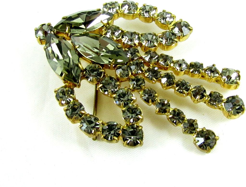 Vintage Black Diamond Rhinestone Brooch Pin Vintage Black Diamond Rhinestone Brooch Pin