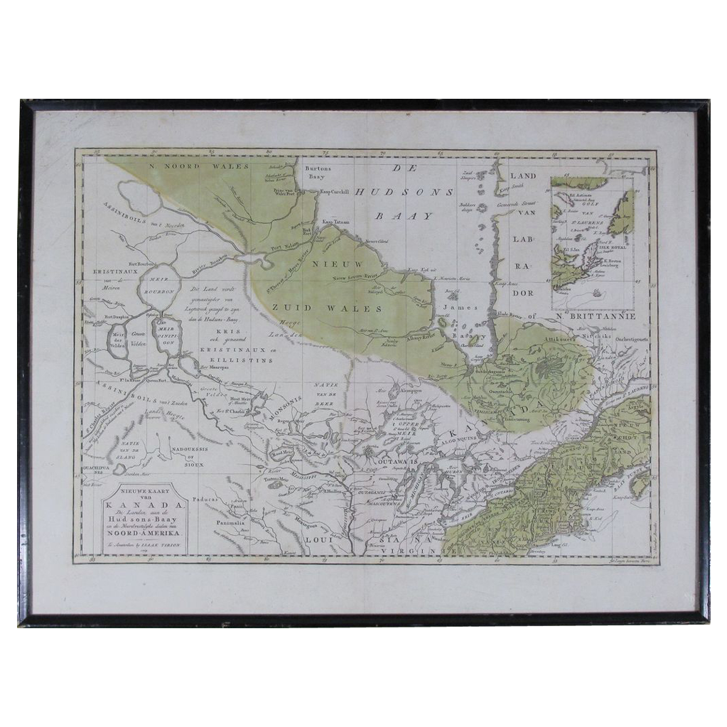 Beautiful Antique Map of Canada 1769 by Isaak Tirion Beautiful Antique Map of Canada 1769 by Isaak Tirion