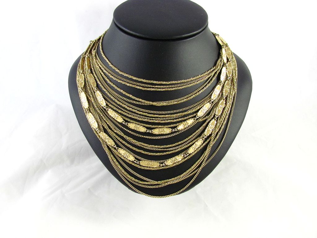 Grosse Germany 1960 Large Bib Necklace Gold-Tone Grosse Germany 1960 Large Bib Necklace Gold-Tone
