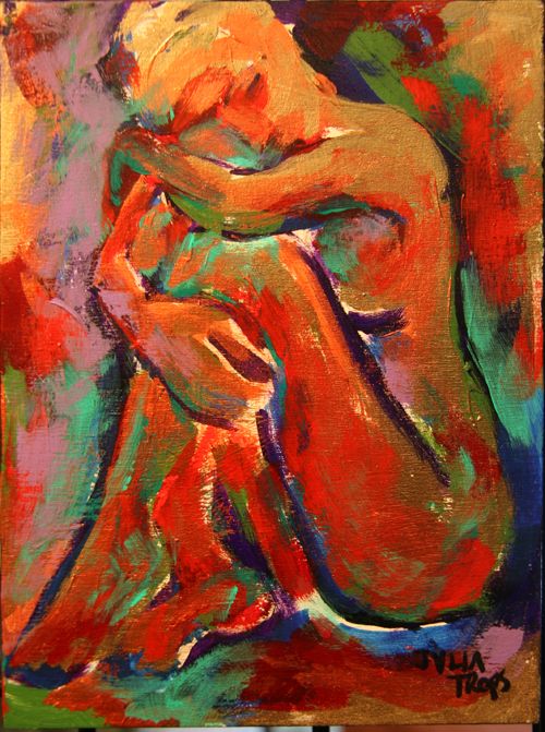 Female Seated Nude Dramatic Original Acrylic Painting Abstract Art Julia Trops Female Seated Nude Dramatic Original Acrylic Painting Abstract Art Julia Trops