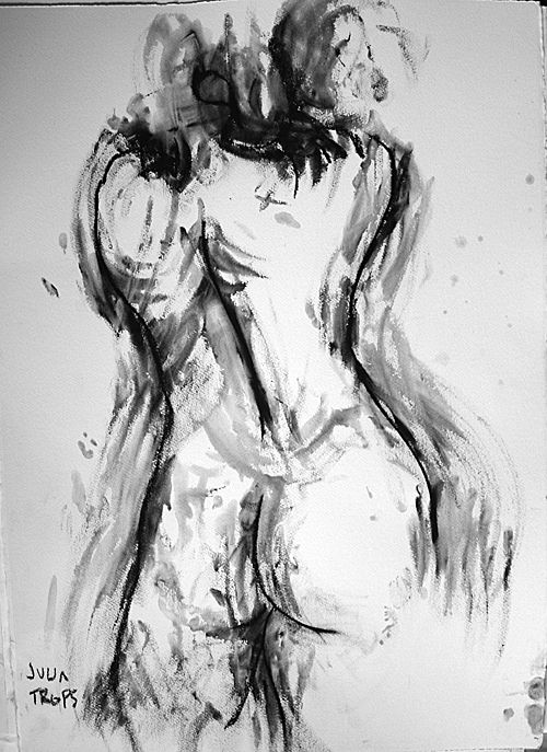 Female Draped Nude Original Mixed media Drawing Painting Female Draped Nude Original Mixed media Drawing Painting