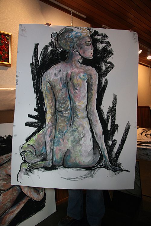 Huge Charcoal Pastel Graphite Original Drawing Female Back Nude Art Julia Trops Huge Charcoal Pastel Graphite Original Drawing Female Back Nude Art Julia Trops