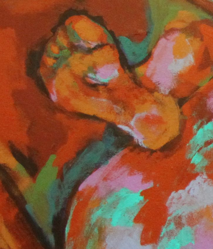 Rock Seated Female Nude Earthy Expression Original Acrylic Painting Rock Seated Female Nude Earthy Expression Original Acrylic Painting