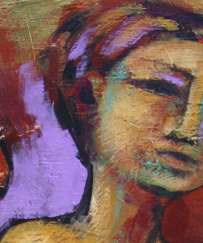 Two Female Nudes Acrylic Painting Earthy Expressionist Trops Two Female Nudes Acrylic Painting Earthy Expressionist Trops