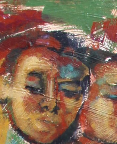 Two Female Nudes Acrylic Painting Earthy Expressionist Trops Two Female Nudes Acrylic Painting Earthy Expressionist Trops