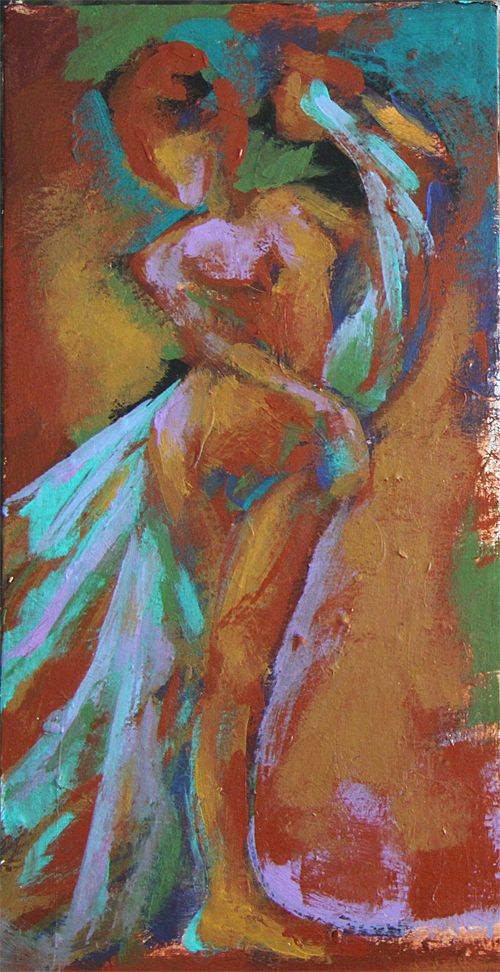 Original Art Veil Scarf Female Nude Dancer Acrylic Painting Julia Trops Original Art Veil Scarf Female Nude Dancer Acrylic Painting Julia Trops