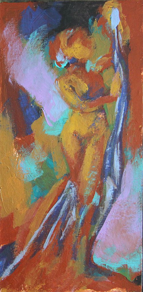 Original Art Veil Scarf Female Nude 12" x 6" Dancer Acrylic Painting Julia Trops Original Art Veil Scarf Female Nude 12" x 6" Dancer Acrylic Painting Julia Trops